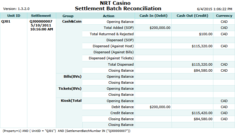 Settlement Batch Reconciliation Report